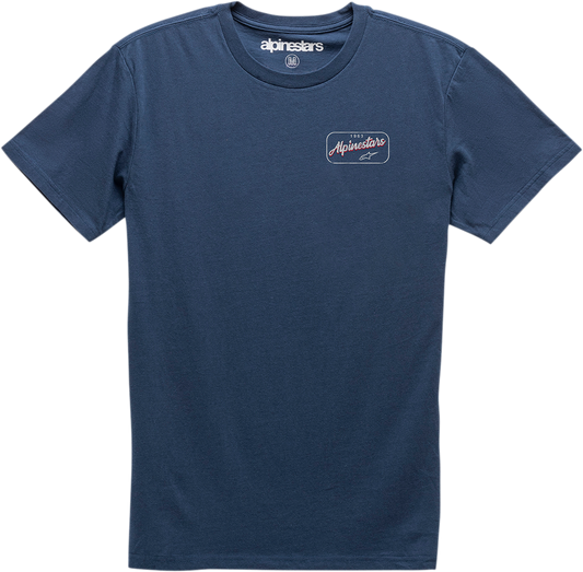 Alpinestars Turnpike Premium Navy T-shirt in 2XL, made of 100% cotton with graphic design on front.
