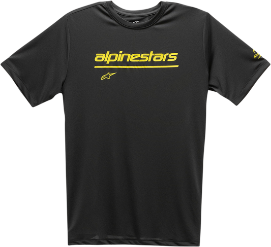 Alpinestars Tech Line Up Performance T-Shirt in black, XL, featuring the Alpinestars logo and athletic fit.