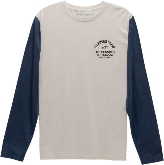 Alpinestars Decades long-sleeve T-shirt in natural color, XL size, featuring the brand logo and vintage-inspired design.