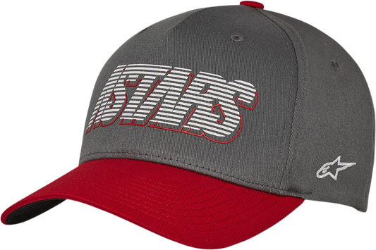 Alpinestars Lanes Hat in charcoal, large/XL, featuring durable twill fabric and embroidered logo on the front.