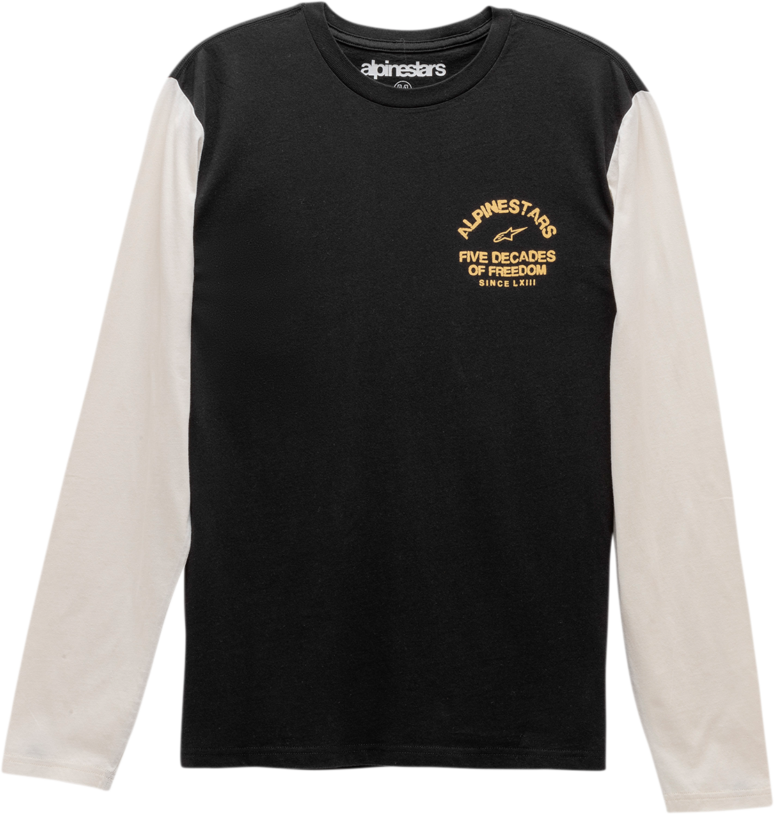 Black Alpinestars Decades long-sleeve T-shirt in large size, featuring the brand logo on the front.