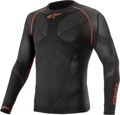 Alpinestars Ride Tech v2 summer long sleeve underwear top in black, size M/L, designed for moisture-wicking and comfort.