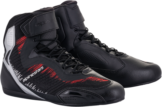 Alpinestars Faster-3 Rideknit® lightweight road racing shoes in US 14, showing sleek black and white design with reinforced sole.