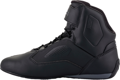 Alpinestars Faster-3 Rideknit® shoes in black, gray, and red with US 12 size, lightweight athletic riding shoes.
