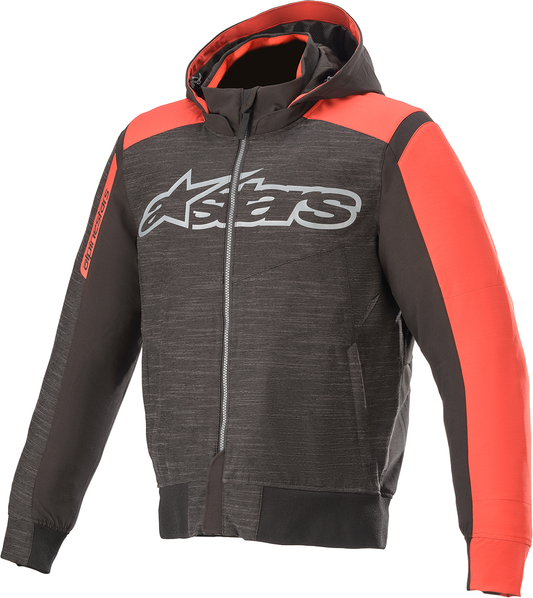 Alpinestars Rhod Windstopper Hoodie in 2XL, black, gray, and red with a windproof design and branded logo details.