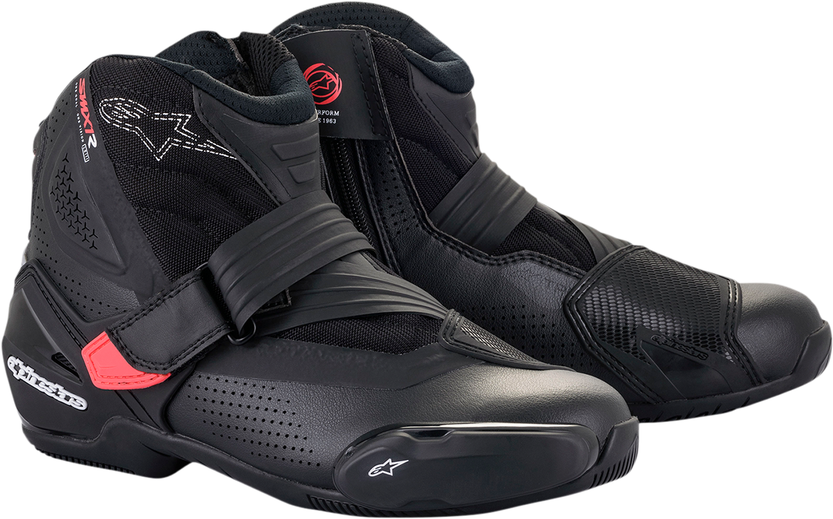 Alpinestars Stella SMX-1 R V2 vented women's motorcycle riding boots in black and pink, US 8 / EU 39, with protective design
