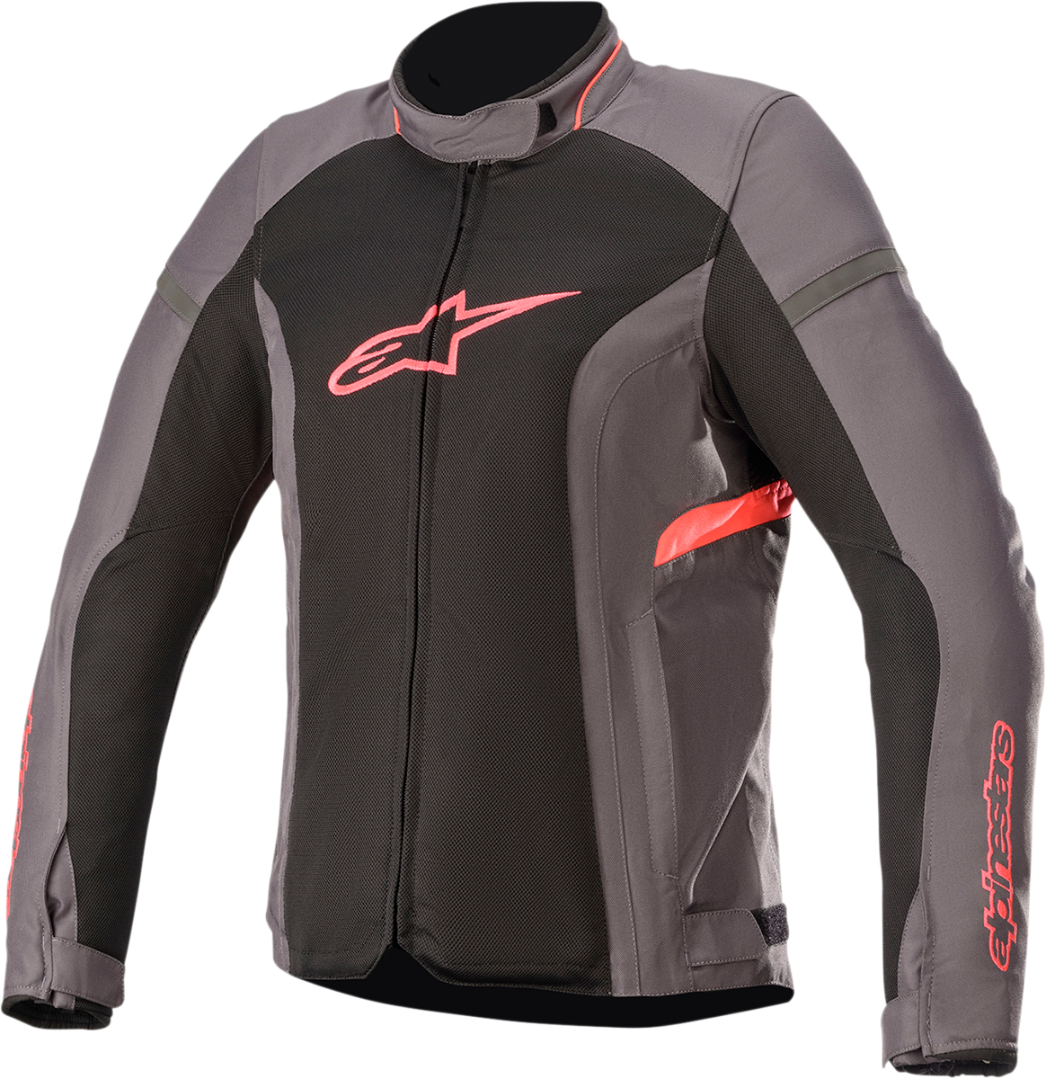 Alpinestars Stella T-Kira v2 Air jacket for women in Tar Gray, Black, and Diva Pink, 2XL size, with breathable mesh panels and sporty design.