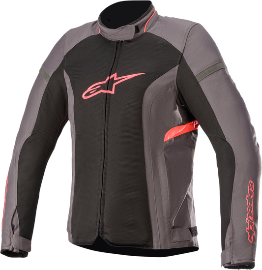 Alpinestars Stella T-Kira v2 Air jacket for women in Tar Gray, Black, and Diva Pink, 2XL size, with breathable mesh panels and sporty design.