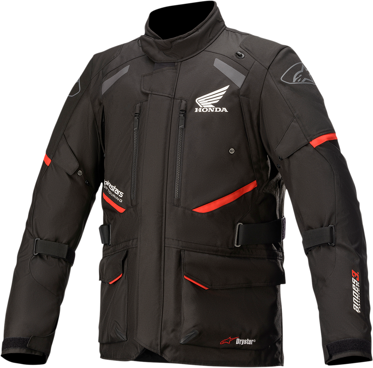 Alpinestars Honda Andes v3 Drystar® motorcycle jacket in black with ventilation and waterproof features, size 2XL.
