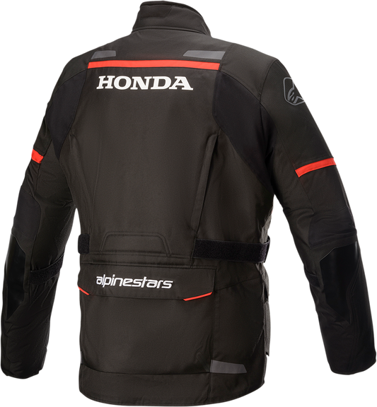 Alpinestars Honda Andes v3 Drystar® motorcycle jacket in black, small size, with protective features and durable fabric.