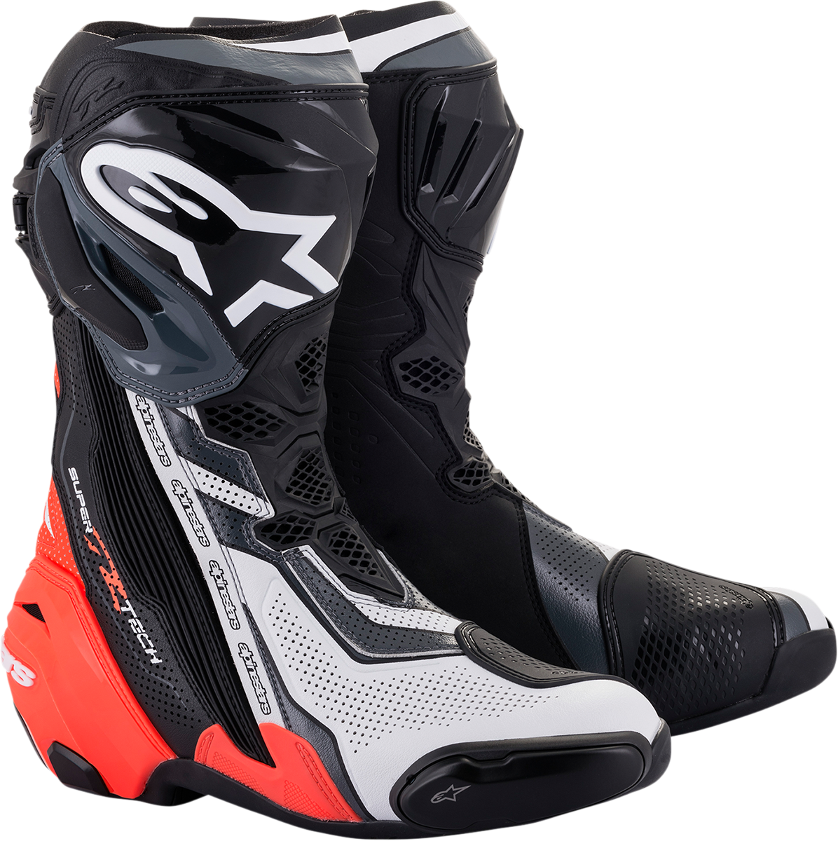 ALPINESTARS, Alpinestars Supertech R Vented Boots - Black, Red, White & Gray, US 12.5 / EU 48 (Part Number 2220121-1329-48)