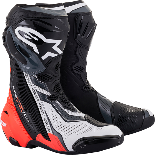 ALPINESTARS, Alpinestars Supertech R Vented Boots - Black, Red, White & Gray, US 12.5 / EU 48 (Part Number 2220121-1329-48)