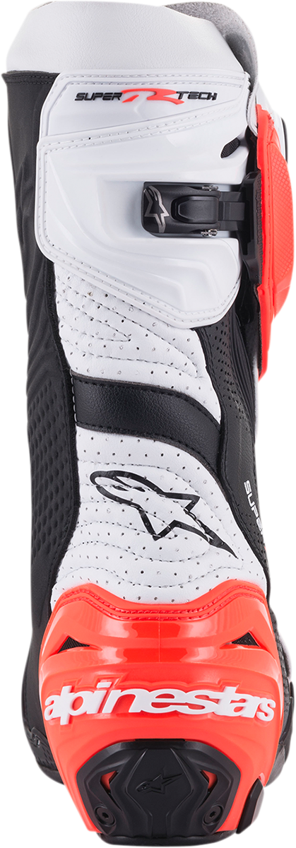 ALPINESTARS, Alpinestars Supertech R Vented Motorcycle Boots - Black, Fluorescent Red, White - US 6.5 / EU 40, Part 2220121-124-40