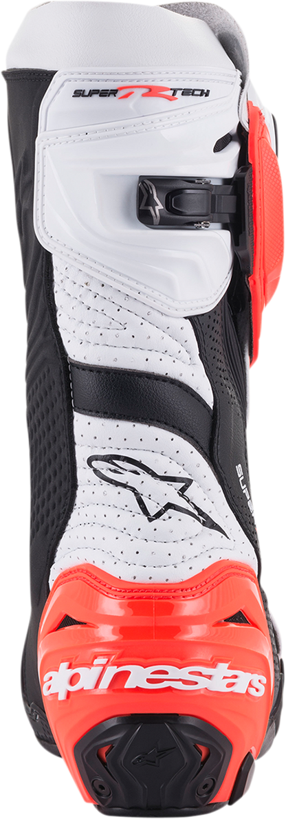 ALPINESTARS, Alpinestars Supertech R Vented Motorcycle Boots - Black, Fluorescent Red, White - US 6.5 / EU 40, Part 2220121-124-40