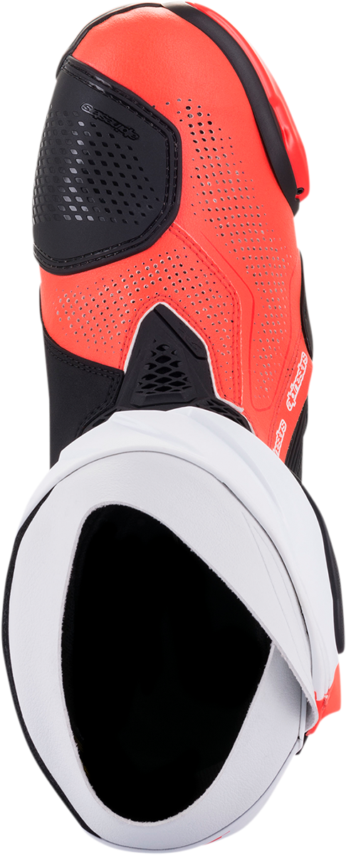 ALPINESTARS, Alpinestars Supertech R Vented Motorcycle Boots - Black, Fluorescent Red & White US 12 / EU 47 (Part Number 2220121-124-47)
