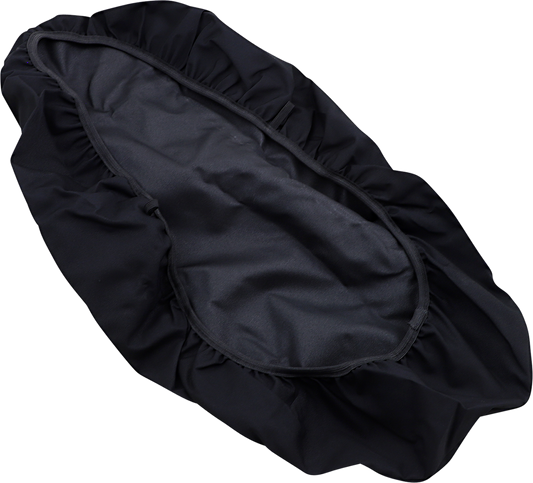 Black DRAG SPECIALTIES SEATS 2-up Predator Rain Cover for motorcycle seats, shown on the product in the image.