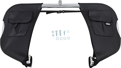 Drag Specialties Seats low-profile plain seat for FL motorcycles, shown in black with smooth surface and sleek design.