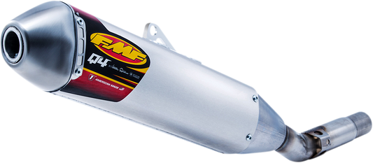 FMF Q4 Hex Slip-On Muffler for off-road motorcycles, featuring a sleek design and performance-enhancing sound.