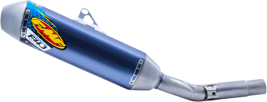FMF Factory 4.1 muffler with resonance chamber technology, showcasing its sleek design for enhanced motorcycle performance.
