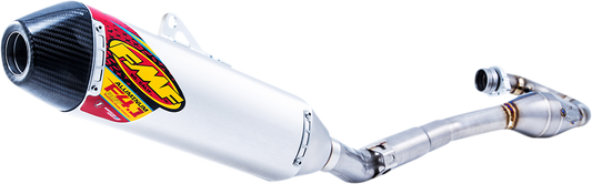 FMF Factory 4.1 Muffler for enhanced motorcycle performance and sound control, showing the sleek black exhaust with FMF branding.