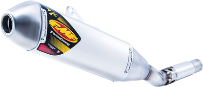 FMF Powercore 4 muffler for 4-stroke engines showing the high-performance exhaust with metallic finish and branded logo.