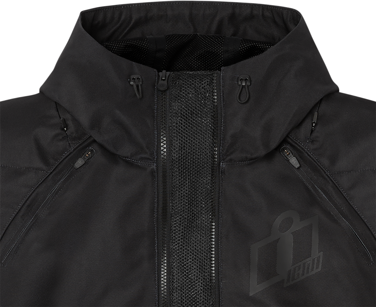 Black ICON Women's Airform™ Jacket, lightweight and stylish, shown in a full front view with zipper and collar details.