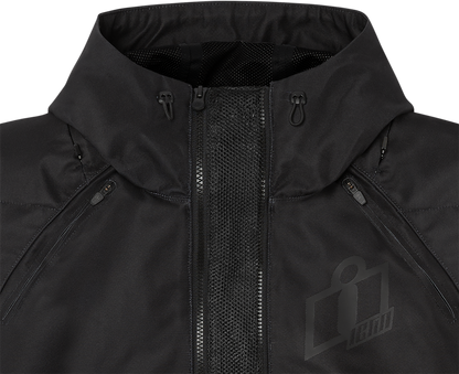 Black ICON Women's Airform™ Jacket, lightweight and stylish, shown in a full front view with zipper and collar details.