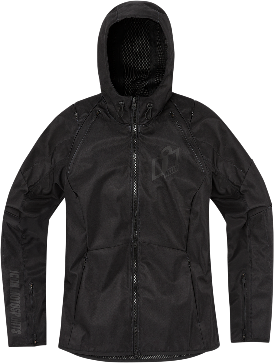 Black ICON Women's Airform™ Jacket with lightweight design and sporty fit, shown from the front.
