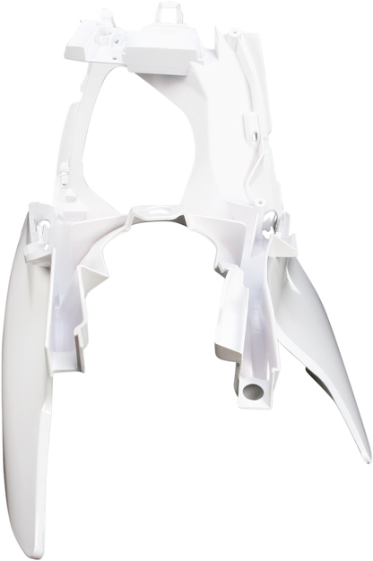 Acerbis white side panels for motorcycle body, designed for fitting and aesthetic enhancement.