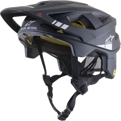 Alpinestars Vector Tech helmet in black and light gray matte with ventilation and adjustable fit, small size, MIPS safety helmet.