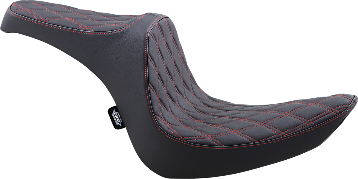 Drag Specialties Predator III 2-up seat for Harley Softail with red stitching, comfortable motorcycle seat for 2006-2017 Harley Softail models.