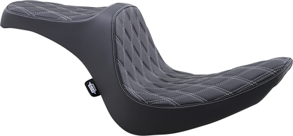 DRAG SPECIALTIES SEATS, Drag Specialties Seats Predator III 2-Up Seat for Softail '06-'17 with Vinyl Cover and Double Diamond Stitching