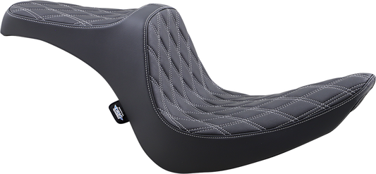 DRAG SPECIALTIES SEATS, Drag Specialties Seats Predator III 2-Up Seat for Softail '06-'17 with Vinyl Cover and Double Diamond Stitching