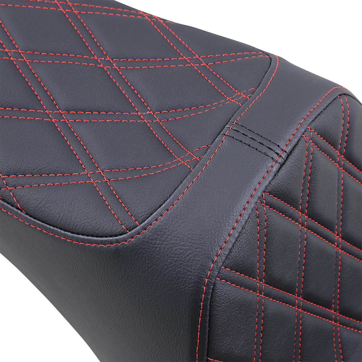 Drag Specialties Predator III 2-up seat for Harley Softail with red stitching, comfortable motorcycle seat for 2006-2017 models