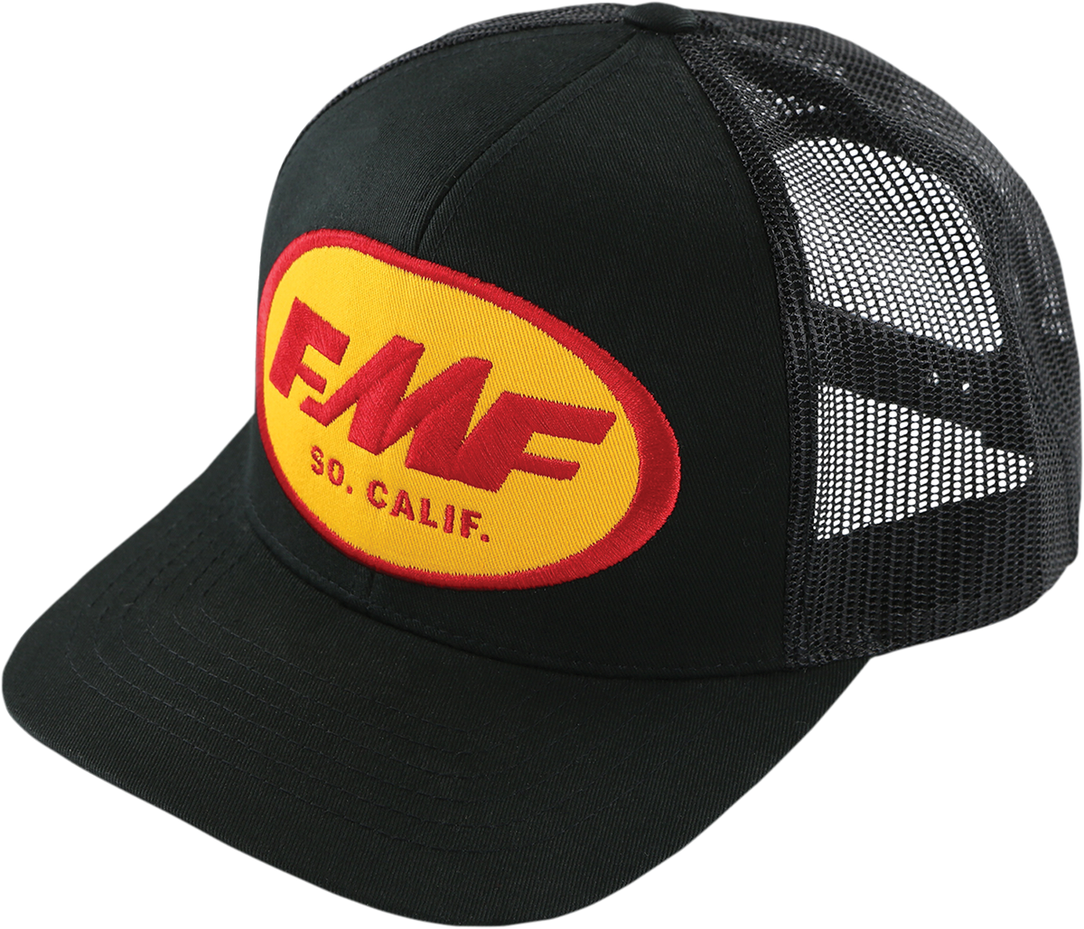 Black FMF Origins 2 hat with embroidered FMF logo, featuring a classic baseball cap style.