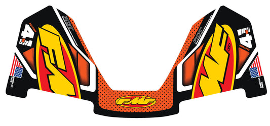 Orange FMF Exhaust Replacement Decal 4.1 model, featuring bold FMF branding on a vibrant sticker for motorcycle exhausts.