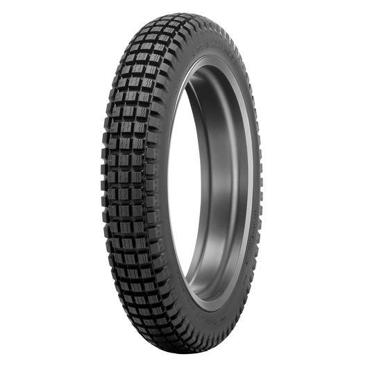 Dunlop K950 rear off-road and street trials tire, 4.00-18 size, with rugged tread pattern for off-road and trials riding.