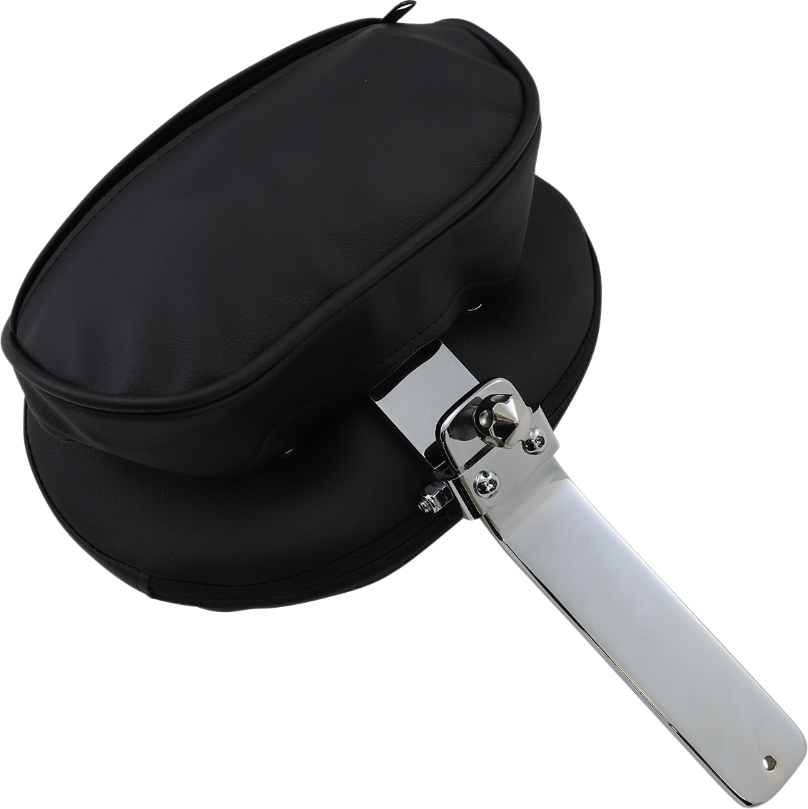 Large oval backrest pad for FL Harley Davidson motorcycles, designed for Drag Specialties seats with short bars from 1988 to 2023.