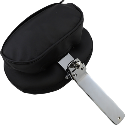 Large oval backrest pad for FL Harley Davidson motorcycles, designed for Drag Specialties seats with short bars from 1988 to 2023.
