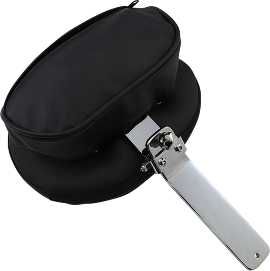 Large oval backrest pad for FL Harley Davidson motorcycles, designed for Drag Specialties seats with short bars from 1988 to 2023.