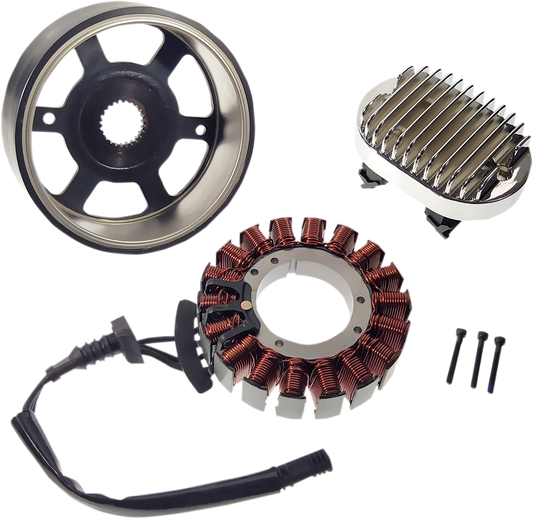 Chrome charging kit for Harley Davidson motorcycle from DRAG SPECIALTIES, featuring a compact, durable design with chrome finish.