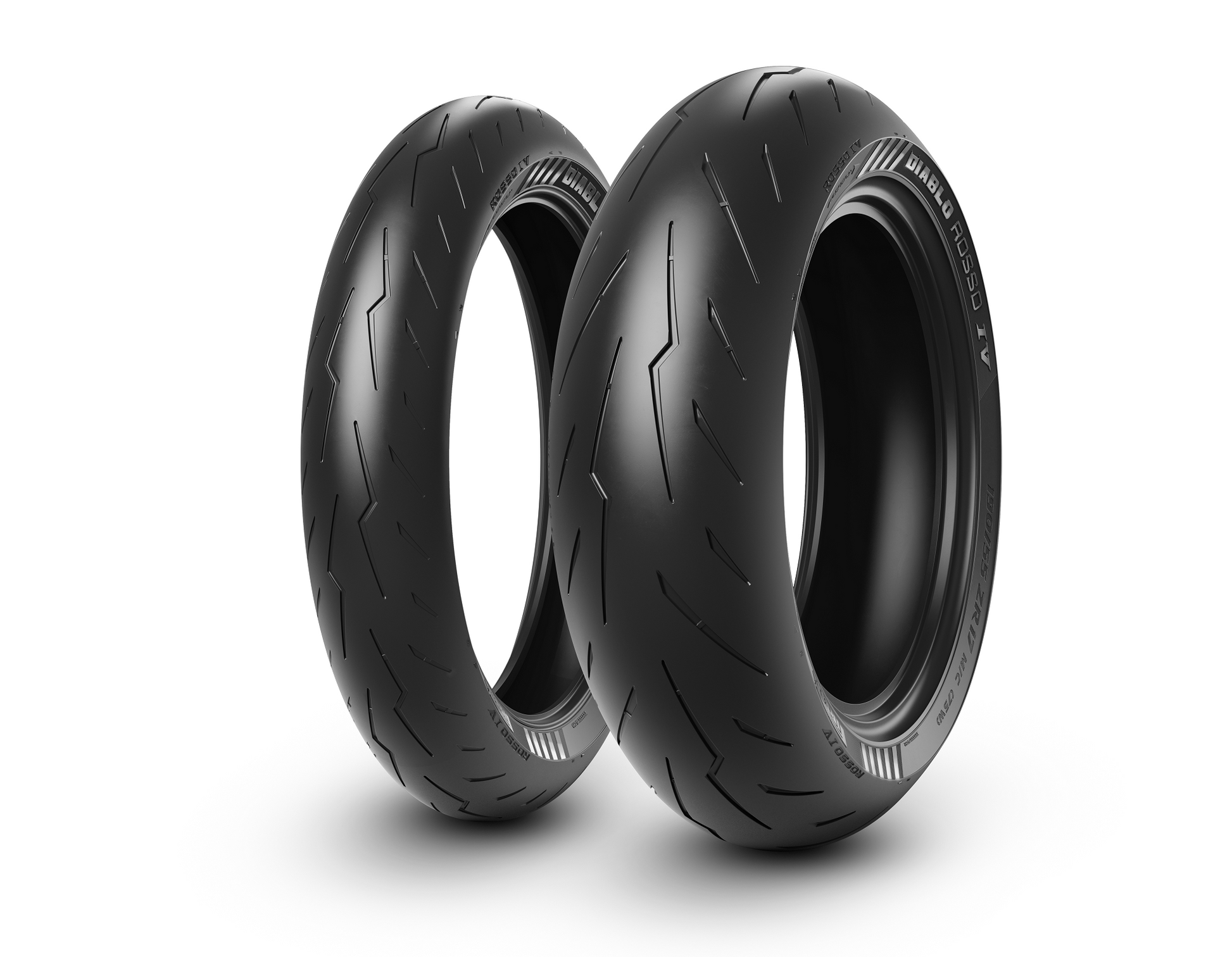 Pirelli Diablo Rosso IV front motorcycle tire 120/70ZR17 for supersport and naked bikes, featuring tread pattern and brand logo.