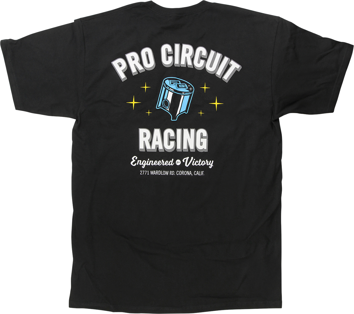 Black PRO CIRCUIT Piston T-Shirt in Large size, featuring the PRO CIRCUIT logo and piston graphic on the front.