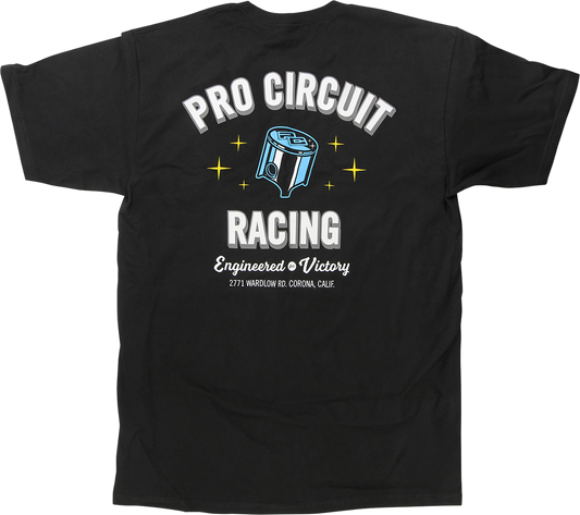 Black PRO CIRCUIT Piston T-Shirt in Large size, featuring the PRO CIRCUIT logo and piston graphic on the front.