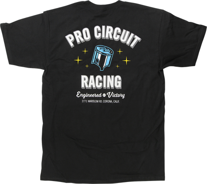 Black PRO CIRCUIT Piston T-Shirt in 2XL, featuring the PRO CIRCUIT logo on the front, with a sleek and casual design.