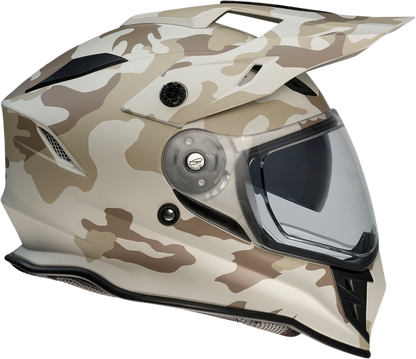 Z1R Range Helmet in large camo desert pattern, showing the helmet with camouflage design and secure strap details.