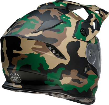 Z1R Range Helmet in woodland camo, large size, with matte finish and ventilation vents, designed for outdoor safety and style.