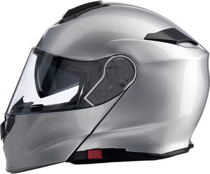 Silver Z1R Solaris modular helmet in 4XL size with open face and visor, featuring sleek design and secure chin strap.