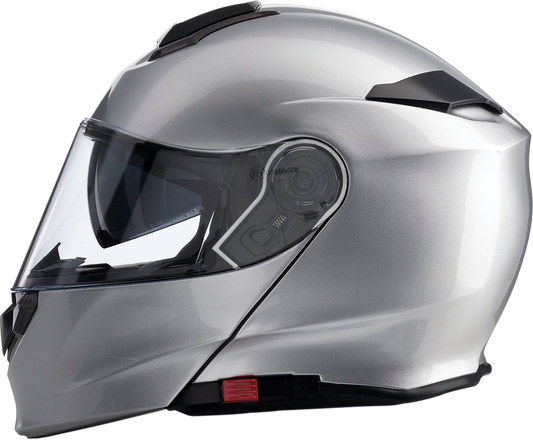 Silver Z1R Solaris modular helmet in 4XL size with open face and visor, featuring sleek design and secure chin strap.