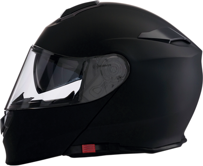 Z1R Solaris modular helmet in flat black, size 3XL, showing the helmet's sleek design and secure chin strap.